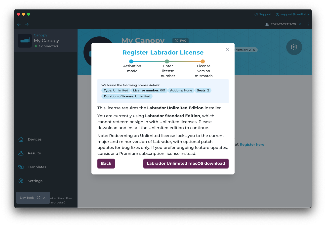 Unlimited License Not Redeemable